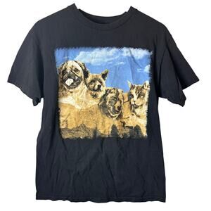 Chemistry Dogs & Cats Graphic T-Shirt Black Mt Rushmore Funny 100% Cotton Casual